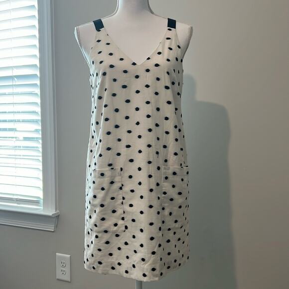 NWT $79 Women’s ANN TAYLOR LOFT XS 4 Black Cream Embroidered Mini Dress Pockets - Picture 1 of 16